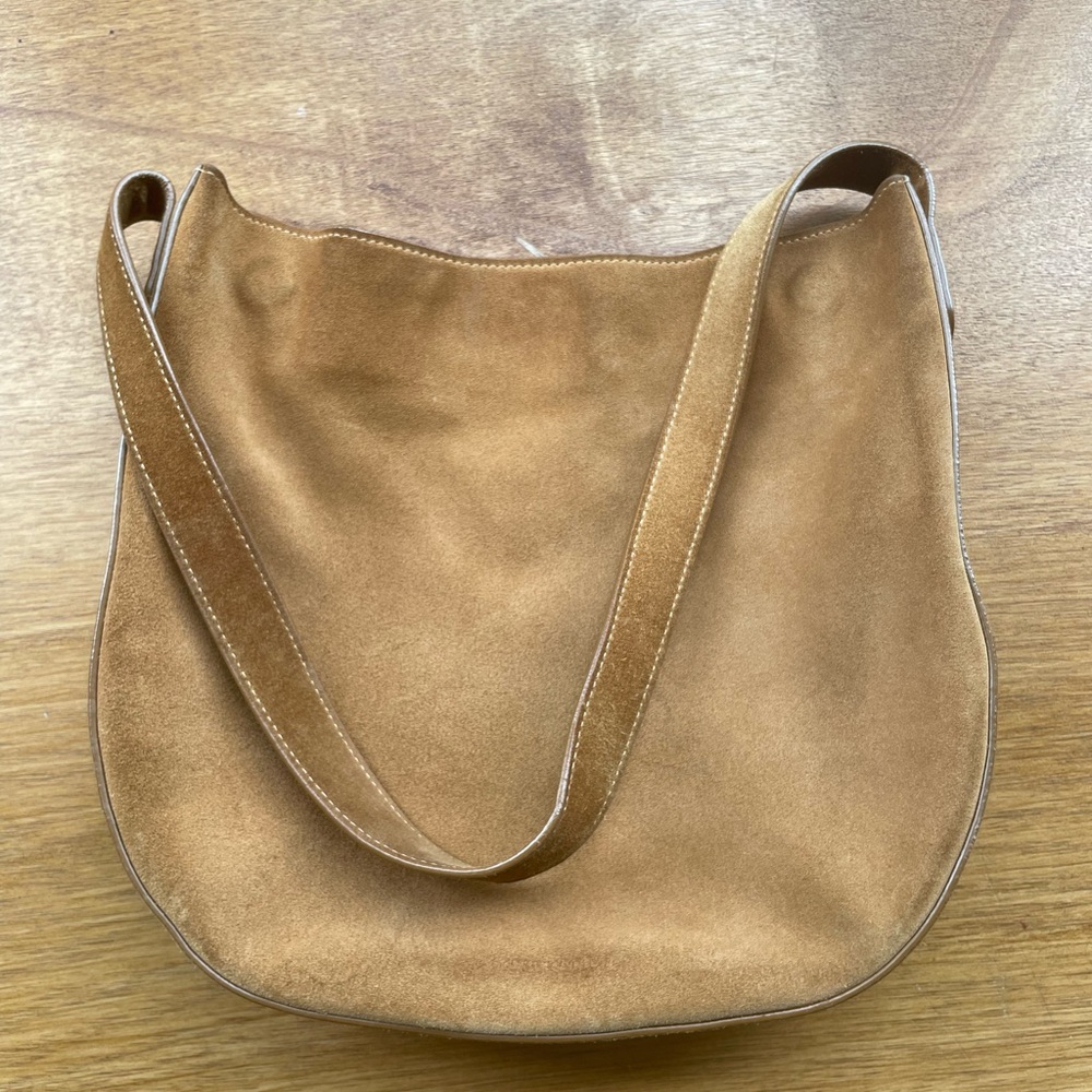 RARE Suede Mansur Gavriel shoulder bag- gorgeous camel color!